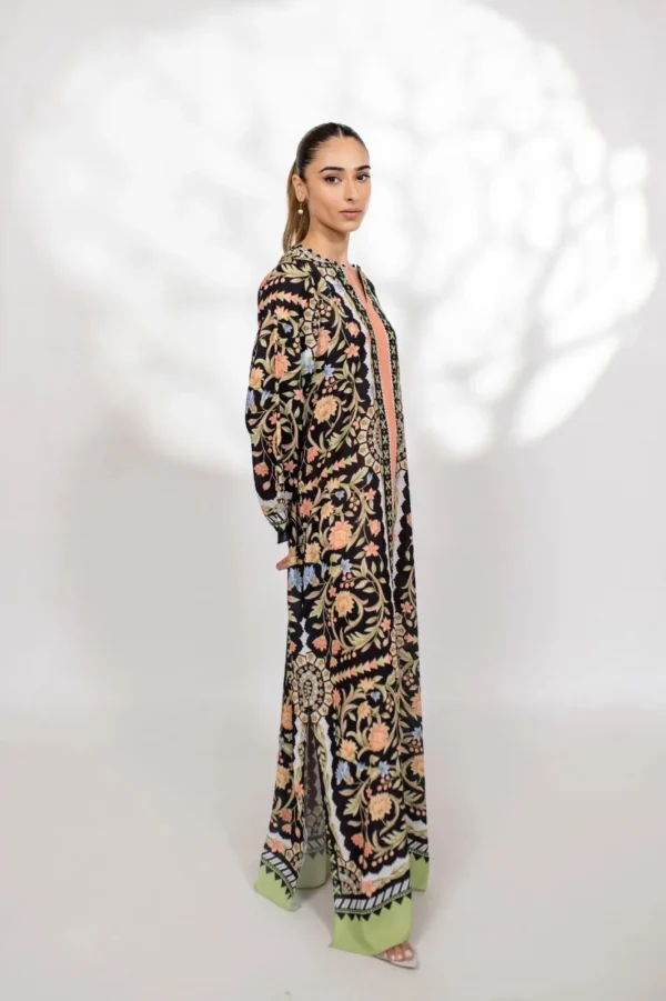 WhatsApp Image 2025-06-26 at 15.50.13_b539fdd4 Luxury Black Floral Embroidered Kaftan with Peach Center Panel and Green Hem Detail